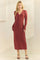 Rust Ribbed Knit Button Down Long Sleeve Midi Dress