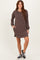 Brown Rib Knit Long Sleeve Dress
