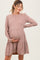 Taupe Textured Rib Tiered Long Sleeve Maternity Dress