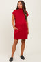 Rust Mock Neck Maternity Mini Dress