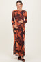 Burgundy Flora Mesh Overlay Maternity Maxi Dress