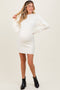 Cream Wide Rib Mock Neck Maternity Sweater Mini Dress