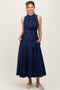 Navy Button Down Sleeveless Maternity Shirt Dress