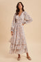Light Pink Vintage Floral Ruffle Tiered Hem Maxi Dress