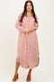 Rust Textured Stripe Button Down Shirt Dress