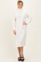 Cream Turtleneck Chunky Knit Midi Sweater Dress