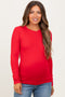 Red Basic Long Sleeve Maternity Top