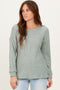 Sage Puff Sleeve Solid Sweater Top