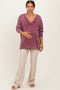 Burgundy Vintage Wash Oversized V-Neck Maternity Sweater