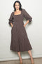 Brown Plaid Smocked Puff Sleeve Midi Dress