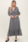 Black Ditzy Floral Long Sleeve Ruffle V-Neck Tiered Maxi Dress