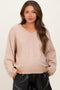 Beige V-Neck Drop Shoulder Maternity Sweater