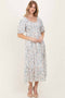 Cream Floral Puff Sleeve Tiered Maxi Dress
