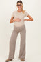 Beige Brushed Knit Flare Leg Maternity Pants