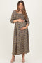 Chestnut Floral Print Smocked Bodice Maternity Maxi Dress