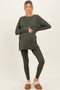 Olive Brushed Knit Maternity Oversized Top and Legging Set