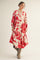 Cream/Red Big Floral Print Midi Dress