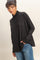 Black Draped Oversized Turtleneck Dolman Sleeve Top