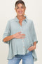 Forest Green Striped Button Up Dolman Maternity Top