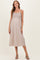 Mocha Striped Smocked Shoulder Tie Maternity Midi Dress