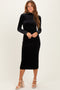 Black Glitter Velvet Ruched Midi Dress