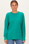 Green Brushed Ribbed Knit Pullover