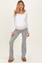 Heather Grey Contrast Waistband Flared Maternity Lounge Pants