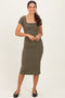 Olive Square Neck Basic Midi Dress