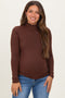 Brown Maternity Mock Neck Top