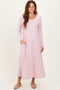 Blush Pink Relaxed Fit Long Sleeve Basic Dress