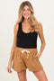 Camel Drawstring Maternity Shorts
