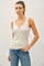Cream Ribbed Split Neck Tank Top