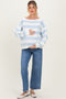 Light Blue Wide Stripe Boat Neck Maternity Sweater