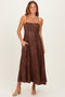 Mocha Flower Embroidered Midi Dress