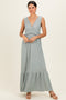Sage Ribbed Sleeveless V-Neck Ruffle Tiered Maxi Dress