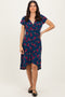Navy Floral Nursing Wrap Midi Dress