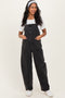Black Washed Denim Maternity Overalls