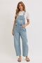 Light Blue Barrel Leg Denim Overalls