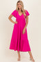 Fuchsia Textured Ruffle Hem Maxi Dress