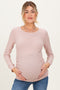 Mauve Waffle Knit Long Sleeve Ruched Maternity Tunic Top