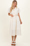 Beige Button Down Frayed Midi Dress