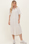 Natural Button Down Midi Shirt Dress