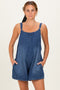 Navy Low Tie Back Denim Shortall