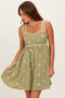 Sage Floral Scallop Trim Mini Dress