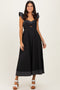 Black Cutout Seam Detail Midi Dress