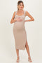 Light Taupe Cutout Fitted Maternity Midi Dress
