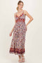 Cream Floral Twist Front Cutout Maxi Dress