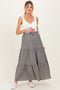 Black Gingham Tiered Maternity Maxi Skirt