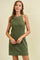 Olive Ribbed Sleeveless Mini Dress