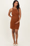 Brown Ribbed Sleeveless Maternity Mini Dress